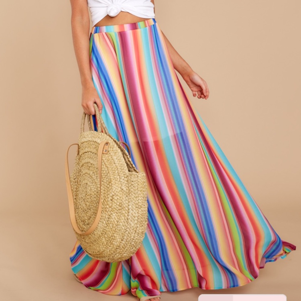 New Red Dress Boutique Rainbow Maxi Skirt L